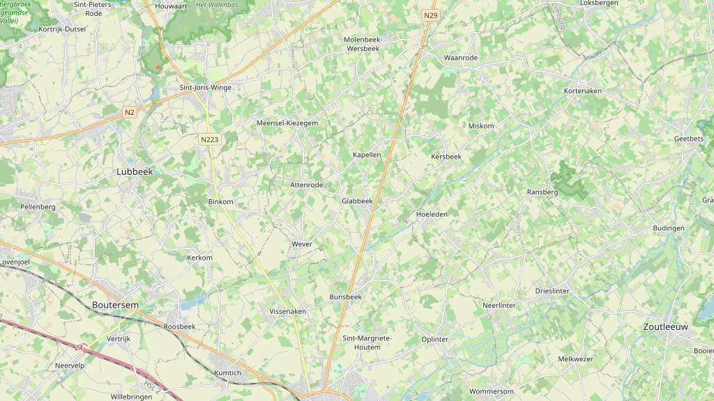 Map of the area around Glabbeek